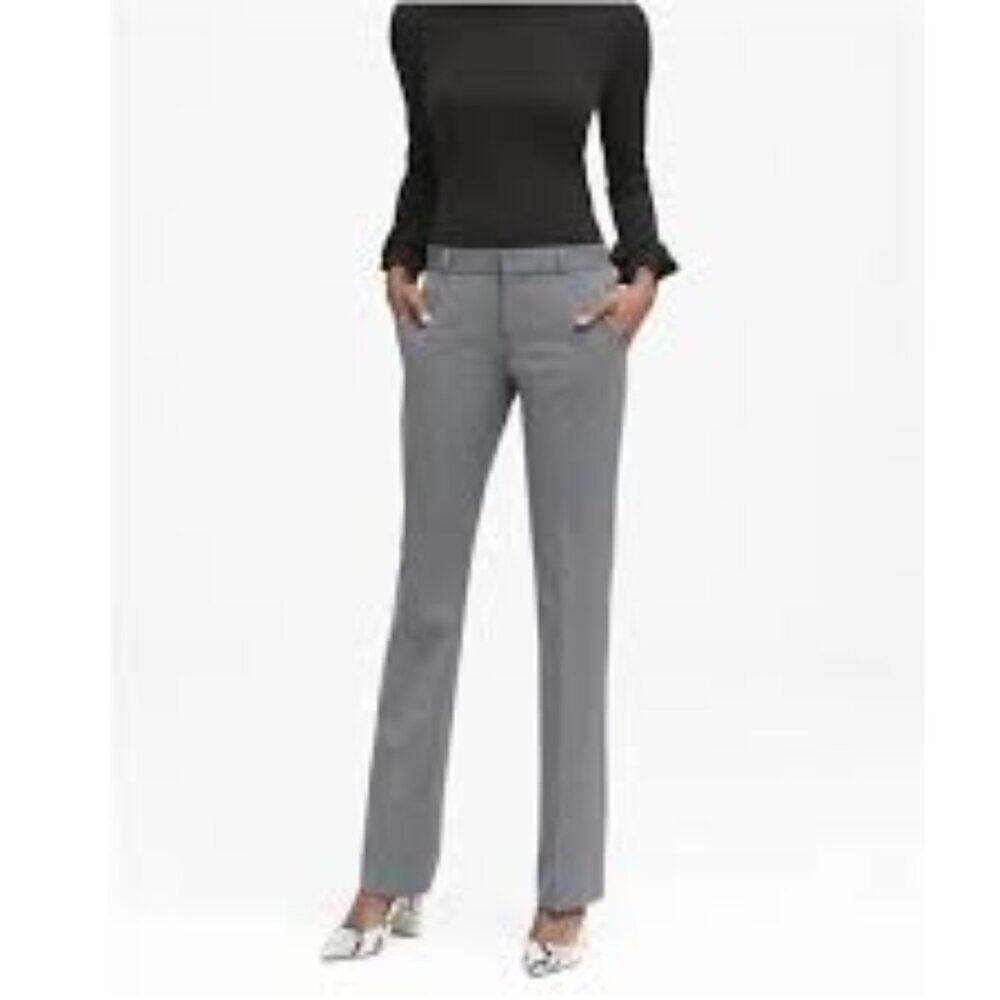 BANANA REPUBLIC GREY WOMEN DRESS LOGAN TROUSER FIT PANTS SIZE 6 PRE-OWNED